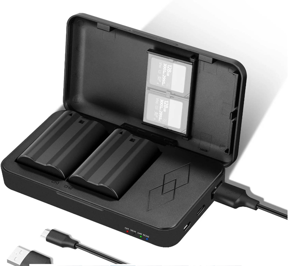 2 PCS 2100 MAH EN-EL15 BATTERY+ DUAL USB CHARGER 