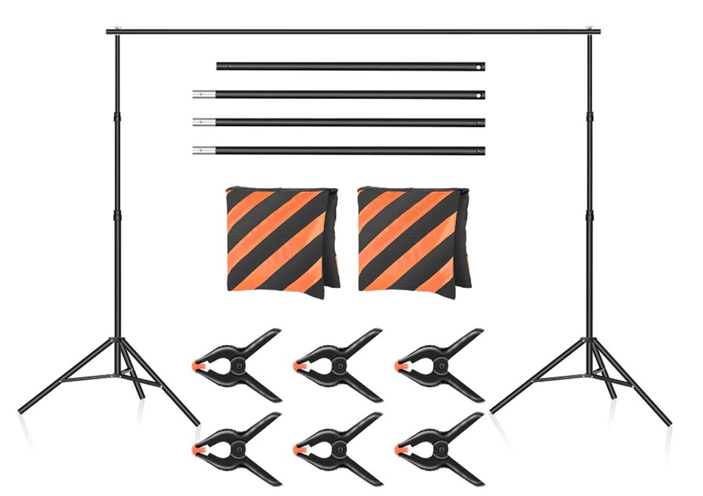 2*3m  BACKDROP SUPPORT SYSTEM WITH (2)SAND BAGS AND (6)CLAMPS(ORANGE