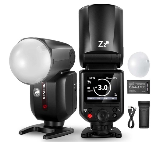 [001-211] Z2-N TTL ROUND HEAD FLASH SPEEDLITE WITH 3000mAh LITHIUM BATTERY AND DIFFUSER 